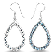 Bids.com 4.32 Carat Genuine London Blue Topaz .925 Sterling Silver Earrings Earrings White Smoke