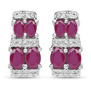 Bids.com 3.20 Carat Glass Filled Ruby .925 Sterling Silver Earrings Earrings White Smoke Default Title