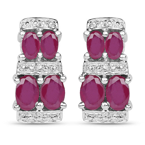 Bids.com 3.20 Carat Glass Filled Ruby .925 Sterling Silver Earrings Earrings White Smoke Default Title