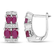 Bids.com 3.20 Carat Glass Filled Ruby .925 Sterling Silver Earrings Earrings White Smoke