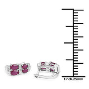 Bids.com 3.20 Carat Glass Filled Ruby .925 Sterling Silver Earrings Earrings White Smoke