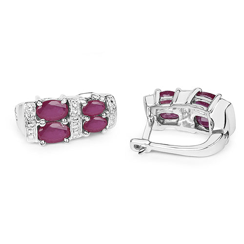 Bids.com 3.20 Carat Glass Filled Ruby .925 Sterling Silver Earrings Earrings White Smoke