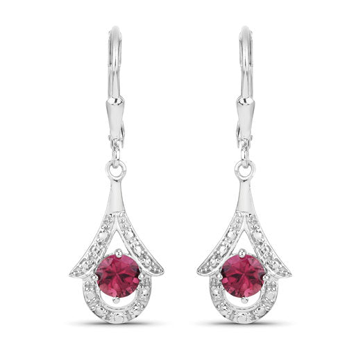 Bids.com 1.20 Carat Genuine Pink Tourmaline .925 Sterling Silver Earrings Earrings White Smoke Default Title