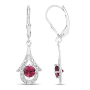 Bids.com 1.20 Carat Genuine Pink Tourmaline .925 Sterling Silver Earrings Earrings White Smoke