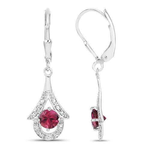 Bids.com 1.20 Carat Genuine Pink Tourmaline .925 Sterling Silver Earrings Earrings White Smoke