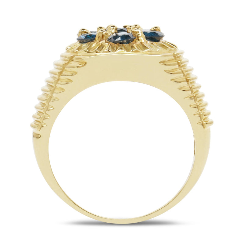 Bids.com 14K Yellow Gold Plated 1.40 Carat Genuine Blue Diamond .925 Sterling Silver Ring Rings White Smoke size 9.00,size 9.50,size 6.00,size 7.00,size 8.00