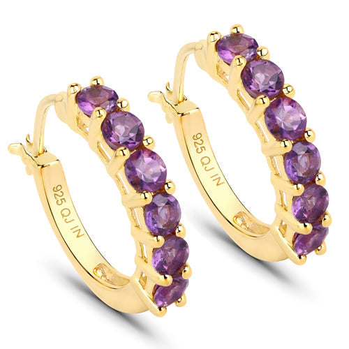 Bids.com 1.20 Carat Genuine Amethyst .925 Sterling Silver Earrings Earrings White Smoke Default Title