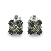 Bids.com 2.91 Carat Genuine Green Amethyst, White Sapphire & Green Diamond .925 Sterling Silver Earrings Earrings White Smoke Default Title