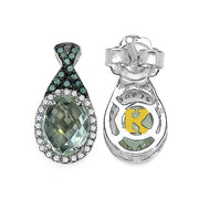 Bids.com 2.55 Carat Genuine Green Amethyst, Green Diamond & White Diamond .925 Sterling Silver Earrings Earrings White Smoke