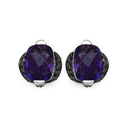 Bids.com 3.14 Carat Genuine Amethyst & Black Diamond .925 Sterling Silver Earrings Earrings White Smoke Default Title