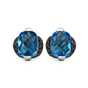 Bids.com 3.74 Carat Genuine Blue Topaz & Black Diamond .925 Sterling Silver Earrings Earrings White Smoke Default Title