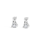 Bids.com 14K White Gold 1/4 Cttw Double Diamond Drop and Dangle Stud Earrings (H-I Color, SI1-SI2 Clarity) Earrings White Smoke White.Gold / 0.25