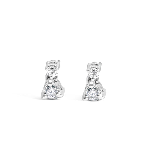 Bids.com 14K White Gold 1/4 Cttw Double Diamond Drop and Dangle Stud Earrings (H-I Color, SI1-SI2 Clarity) Earrings White Smoke White.Gold / 0.25