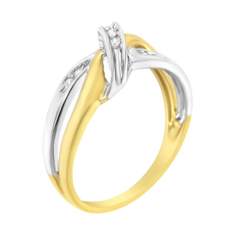 Bids.com 10K Yellow and White Gold 1/20 Cttw Round-Cut Diamond Bypass Ring (I2 Color, I-J Clarity) Rings White Smoke 7 / YellowWhite.Gold