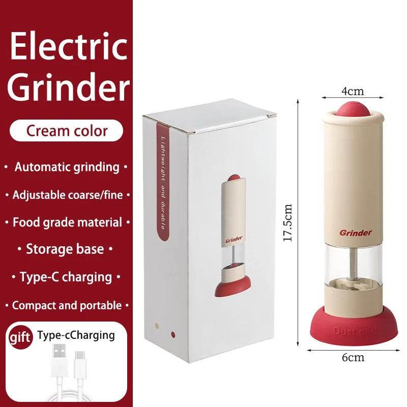 SmartPursue™ USB Rechargeable Salt and Pepper Grinder Spice Grinders White Smoke Cream White