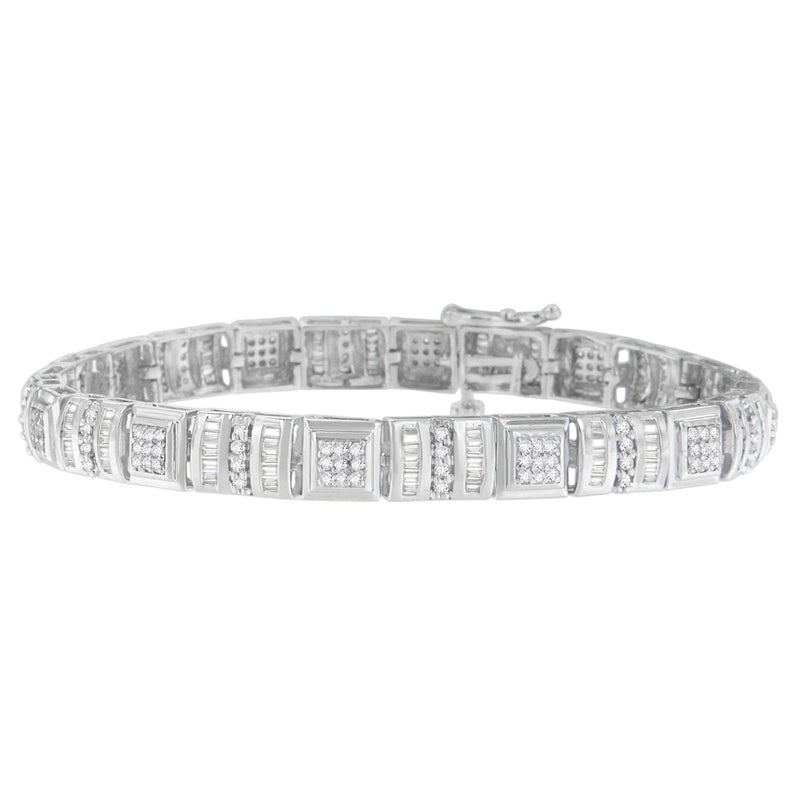 Bids.com 10K White Gold Round and Baguette Cut Diamond Bracelet (2.00 cttw, H-I Color, I2-I3 Clarity) Bracelets White Smoke White.Gold / 7