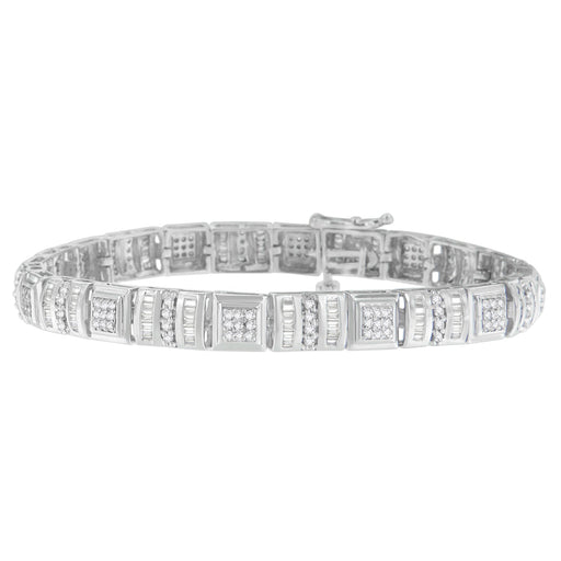 Bids.com 10K White Gold Round and Baguette Cut Diamond Bracelet (2.00 cttw, H-I Color, I2-I3 Clarity) Bracelets White Smoke White.Gold / 7