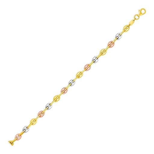 Bids.com 14k Tri Color Gold Mariner Link Anklet Accessories White Smoke 10 / Tri-Color Gold