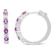 Bids.com 10K White Gold, Â½ Cttw Diamond, & Â½ Cttw Lab-Grown Blue Sapphire Leverback Hoop Earrings (H-I Color, I1-I2 Clarity) Earrings White Smoke White.Gold / 0.48,White.Gold / 0.49