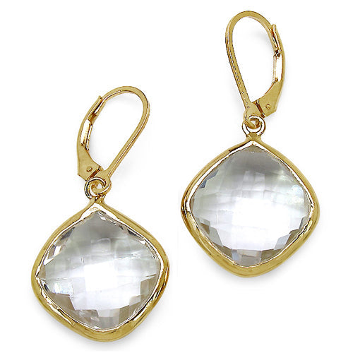 Bids.com 14K Yellow Gold Plated 23.86 Carat Genuine Crystal Quartz Sterling Silver Earrings Earrings White Smoke Default Title