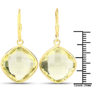 Bids.com 21.40 Carat Genuine Lemon Quartz .925 Sterling Silver Earrings Earrings White Smoke