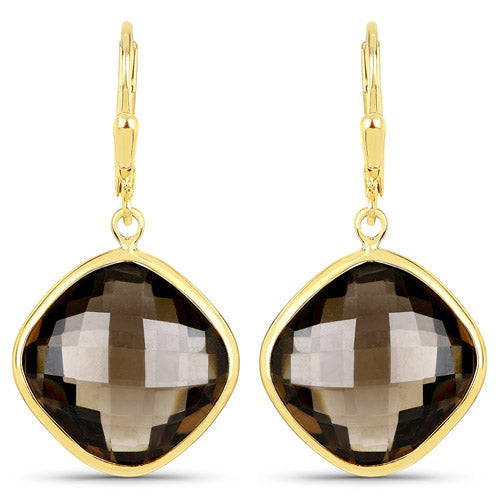 Bids.com 21.40 Carat Genuine Smoky Quartz .925 Sterling Silver Earrings Earrings White Smoke Default Title