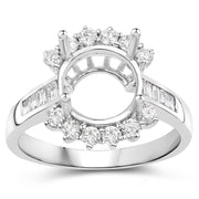 Bids.com 0.58 Carat Genuine White Diamond 14K White Gold Semi Mount Ring - holds 9.00mm Round Gemstone Rings White Smoke size 6.00,size 7.00,size 8.00