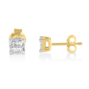 Bids.com 10k Yellow Gold Princess Diamond Quad Stud Earrings (1/4 cttw, J-K Color, I2-I3 Clarity) Earrings White Smoke Yellow.Gold / 0.26