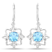 Bids.com 5.30 Carat Genuine Swiss Blue Topaz .925 Sterling Silver Earrings Earrings White Smoke Default Title