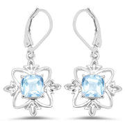 Bids.com 5.30 Carat Genuine Swiss Blue Topaz .925 Sterling Silver Earrings Earrings White Smoke