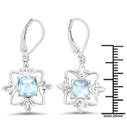 Bids.com 5.30 Carat Genuine Swiss Blue Topaz .925 Sterling Silver Earrings Earrings White Smoke
