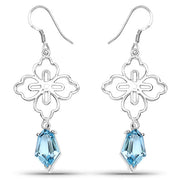 Bids.com 12.82 Carat Genuine Swiss Blue Topaz .925 Sterling Silver Earrings Earrings White Smoke Default Title