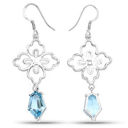 Bids.com 12.82 Carat Genuine Swiss Blue Topaz .925 Sterling Silver Earrings Earrings White Smoke