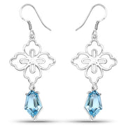 Bids.com 12.14 Carat Genuine Swiss Blue Topaz .925 Sterling Silver Earrings Earrings White Smoke Default Title