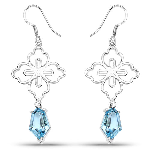 Bids.com 12.14 Carat Genuine Swiss Blue Topaz .925 Sterling Silver Earrings Earrings White Smoke Default Title