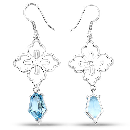 Bids.com 12.14 Carat Genuine Swiss Blue Topaz .925 Sterling Silver Earrings Earrings White Smoke