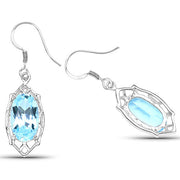 Bids.com 13.68 Carat Genuine Blue Topaz .925 Sterling Silver Earrings Earrings White Smoke