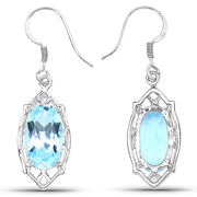Bids.com 13.68 Carat Genuine Blue Topaz .925 Sterling Silver Earrings Earrings White Smoke