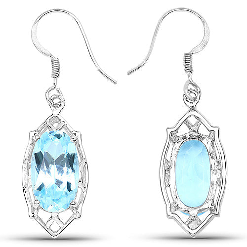 Bids.com 13.68 Carat Genuine Blue Topaz .925 Sterling Silver Earrings Earrings White Smoke