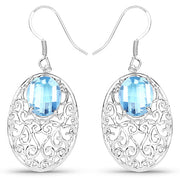 Bids.com 10.72 Carat Genuine Blue Topaz .925 Sterling Silver Earrings Earrings White Smoke Default Title