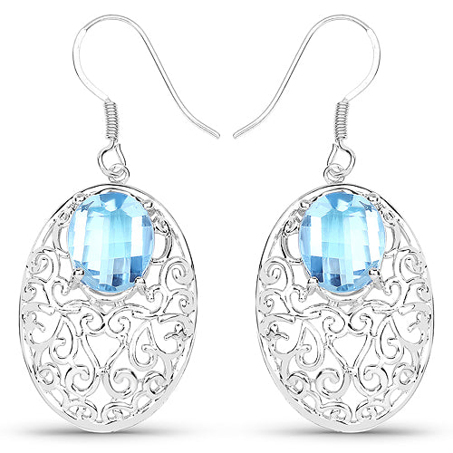 Bids.com 10.72 Carat Genuine Blue Topaz .925 Sterling Silver Earrings Earrings White Smoke Default Title