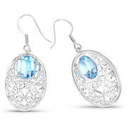 Bids.com 10.72 Carat Genuine Blue Topaz .925 Sterling Silver Earrings Earrings White Smoke