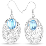 Bids.com 10.72 Carat Genuine Blue Topaz .925 Sterling Silver Earrings Earrings White Smoke