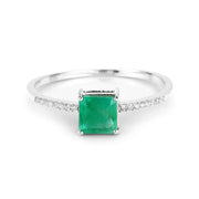 Bids.com 0.64 Carat Genuine Zambian Emerald and White Diamond 14K White Gold Ring Rings White Smoke size 5.00,size 6.00,size 7.00,size 8.00,size 9.00,size 4.00