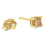 Bids.com IGI Certified 3/8 Cttw Princess-Cut Square Diamond 4-Prong Solitaire Stud Earrings in 14K Yellow Gold (K-L Color, I1-I2 Clarity) Earrings White Smoke Yellow.Gold / 0.4