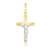 Bids.com 14k Two Tone Gold Crucifix Motif Pendant Pendants White Smoke Two-Tone Gold