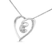 Bids.com .925 Sterling Silver 1/4 Cttw Brilliant-Cut Diamond Open Heart Twisted Awareness Ribbon 18" Pendant Necklace (H-I Color, I1-I2 Clarity) Necklaces White Smoke White.Sterling Silver / 18