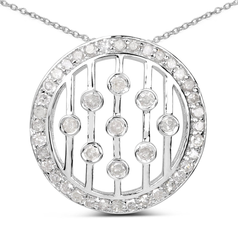 Bids.com 0.53 Carat Genuine White Diamond .925 Sterling Silver Pendant Pendants White Smoke