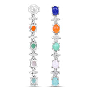 Bids.com 4.40 Carat Genuine Multi Stone .925 Sterling Silver Earrings Earrings White Smoke