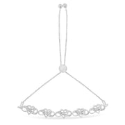 Bids.com .925 Sterling Silver Miracle Set Diamond Accented Infinity Hearts 6â€-9â€ Adjustable Bolo Bracelet (H-I Color, I2-I3 Clarity) Bracelets White Smoke White.Sterling Silver / 7